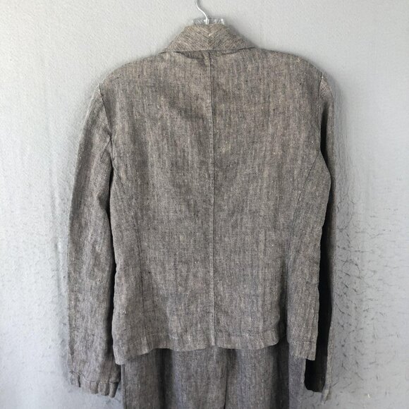 Dana Buchman Pantsuit Womens 6 Gray Linen Button Blazer Straight Leg Career - Picture 2 of 16